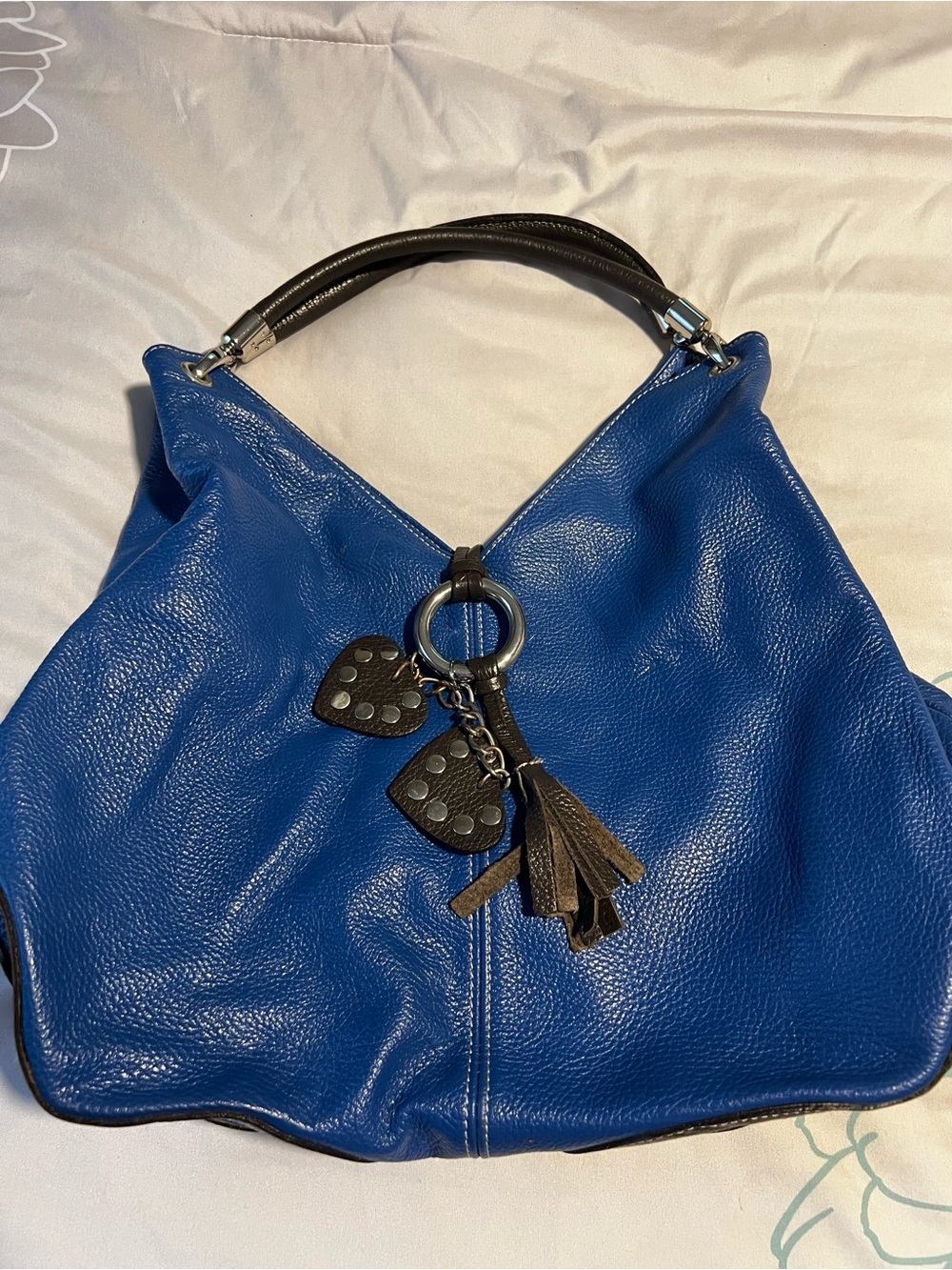Italian Leather Bag with Tassel Charm